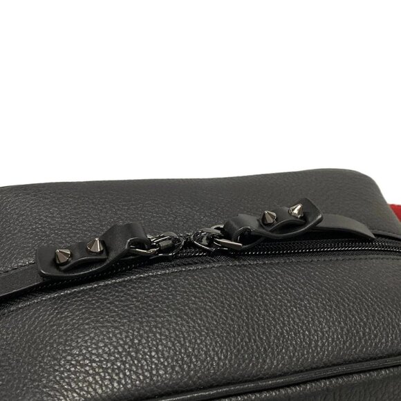 Auth CHRISTIAN LOUBOUTIN 1205142 Black Red Leather Clutch Bag - Picture 13 of 16